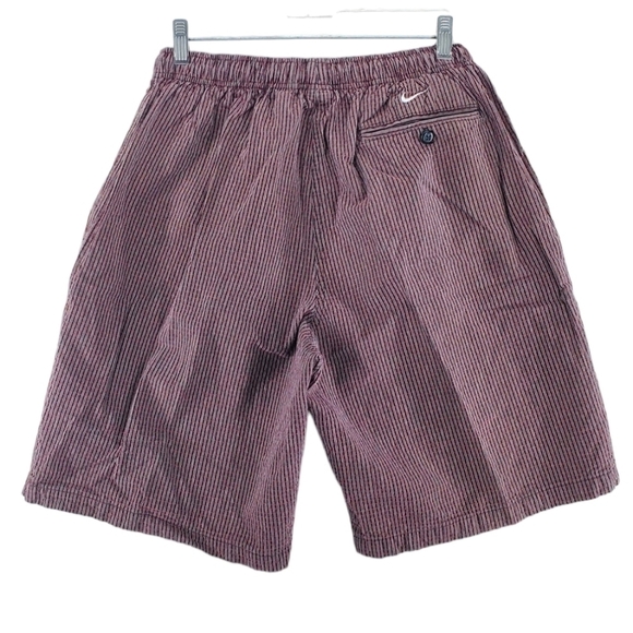 Vtg Nike Shorts Mens M Brown Red Check Drawstring Elastic Waist (24-32 x9.5) - Picture 1 of 13